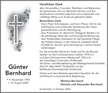 Traueranzeige von Günter Bernhard von FZ