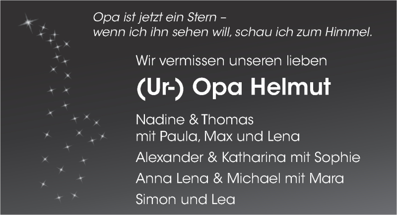  Traueranzeige für Helmut Reinhardt vom 26.10.2020 aus FZ