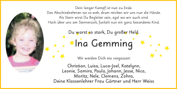 Traueranzeige von Ina Gemming von FZ