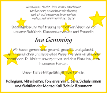 Traueranzeige von Ina Gemming von FZ