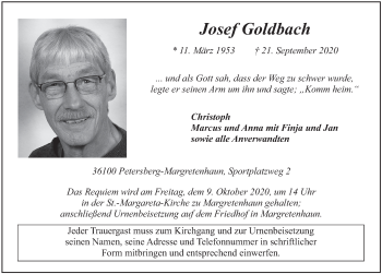 Traueranzeige von Josef Goldbach von FZ