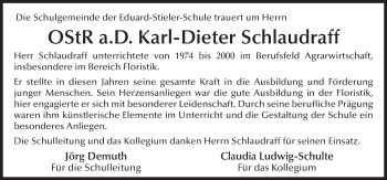 Traueranzeige von Karl-Dieter Schlaudraff von FZ