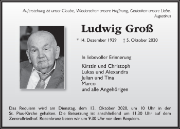 Traueranzeige von Ludwig Groß von FZ