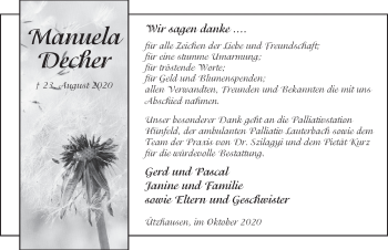 Traueranzeige von Manuela Decher von FZ
