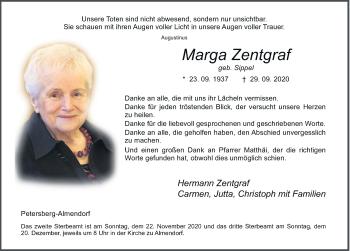 Traueranzeige von Marga Zentgraf von FZ