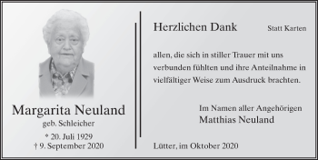 Traueranzeige von Margarita Neuland von FZ