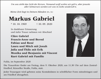 Traueranzeige von Markus Gabriel von FZ