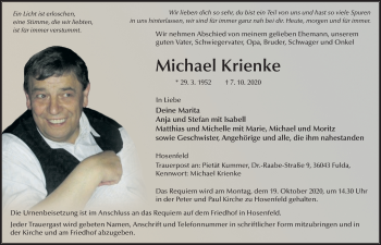 Traueranzeige von Michael Krienke von FZ