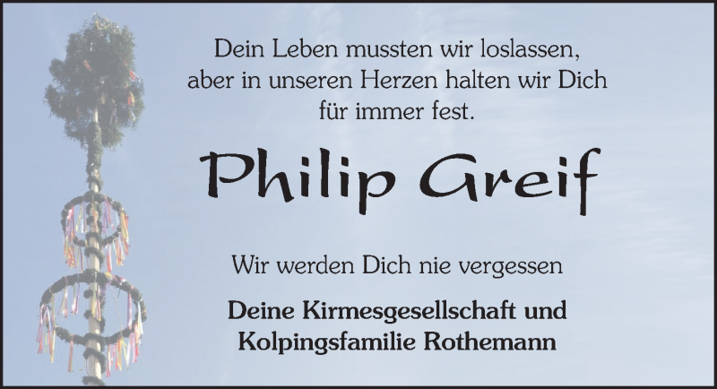  Traueranzeige für Philip Greif vom 31.10.2020 aus FZ