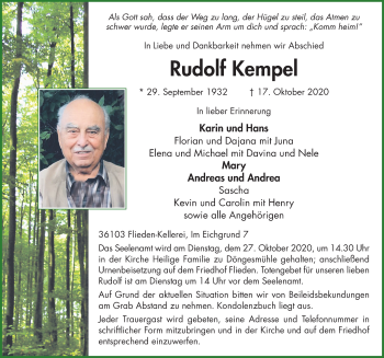 Traueranzeige von Rudolf Kempel von FZ