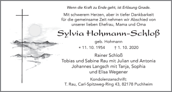 Traueranzeige von Sylvia Hohmann-Schloß von FZ