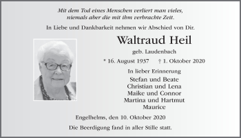 Traueranzeige von Waltraud Heil von FZ