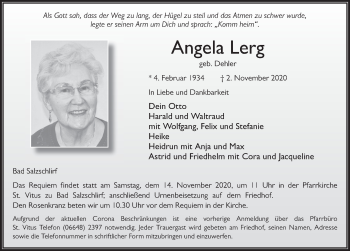 Traueranzeige von Angela Lerg von FZ