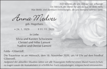 Traueranzeige von Anna Medves von FZ