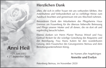 Traueranzeige von Anni Heil von FZ