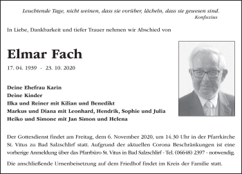 Traueranzeige von Elmar Fach von FZ