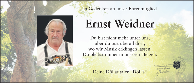  Traueranzeige für Ernst Weidner vom 14.11.2020 aus FZ
