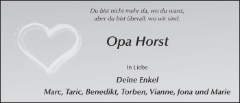 Traueranzeige von Horst Hambach von FZ