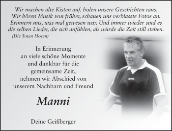 Traueranzeige von Manfred Grau von FZ