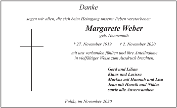 Traueranzeige von Margarete Weber von FZ