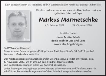 Traueranzeige von Markus Marmetschke von FZ