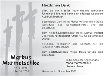 Traueranzeige von Markus Marmetschke von FZ