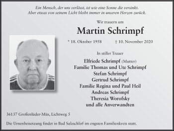 Traueranzeige von Martin Schrimpf von FZ