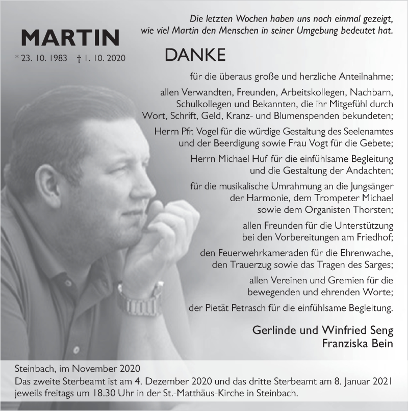  Traueranzeige für Martin Seng vom 28.11.2020 aus FZ