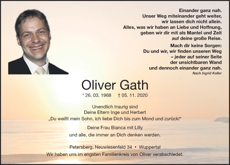  Traueranzeige für Oliver Gath vom 21.11.2020 aus FZ