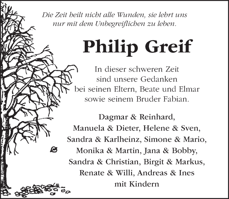  Traueranzeige für Philip Greif vom 07.11.2020 aus FZ