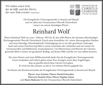 Traueranzeige von Reinhard Wolf von FZ