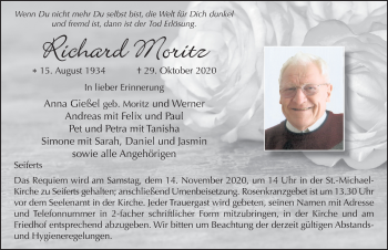 Traueranzeige von Richard Moritz von FZ