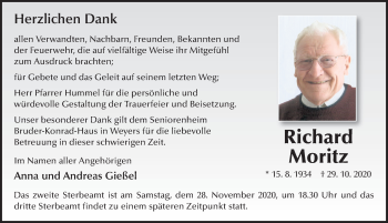 Traueranzeige von Richard Moritz von FZ