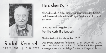 Traueranzeige von Rudolf Kempel von FZ