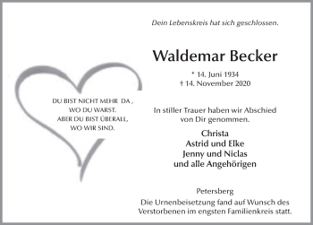 Traueranzeige von Waldemar Becker von FZ