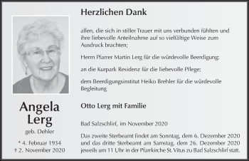 Traueranzeige von Angela Lerg von FZ