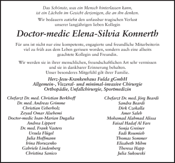 Traueranzeige von Elena-Silvia Konnerth von FZ