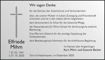 Traueranzeige von Elfriede Mihm von FZ