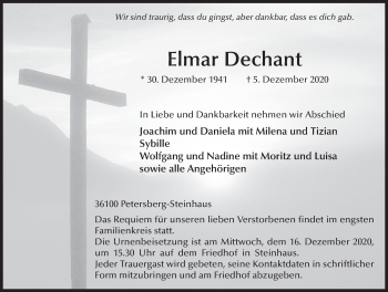 Traueranzeige von Elmar Dechant