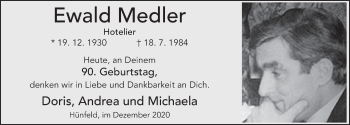Traueranzeige von Ewald Medler von FZ