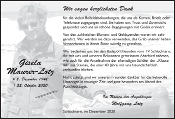 Traueranzeige von Gisela Maurer-Lotz von FZ