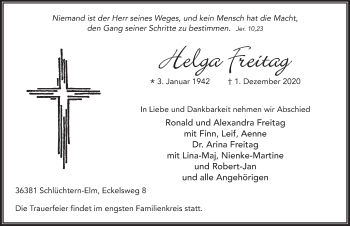 Traueranzeige von Helga Freitag von FZ