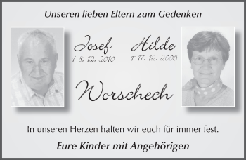 Traueranzeige von Hilde und Josef Worschech von FZ