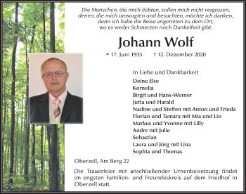 Traueranzeige von Johann Wolf von FZ