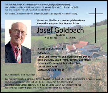 Traueranzeige von Josef Goldbach von FZ