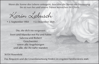 Traueranzeige von Karin Labusch von FZ