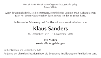 Traueranzeige von Klaus Sanders von FZ