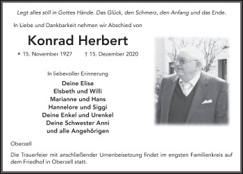 Traueranzeige von Konrad Herbert von FZ