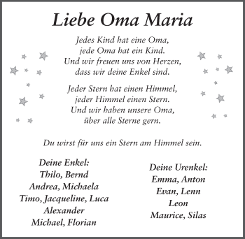 Traueranzeige von Maria Müller von FZ