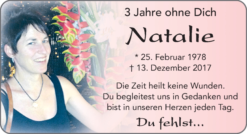  Traueranzeige für Natalie Karges vom 12.12.2020 aus FZ